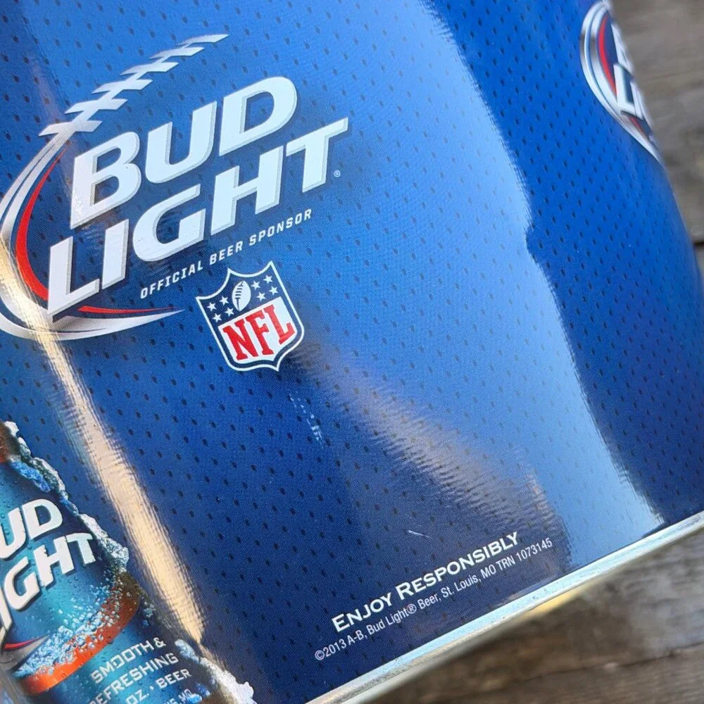 Official 2013 Bud Light NFL Sponsor Football Ice Bucket Metal Beer Pail - Used